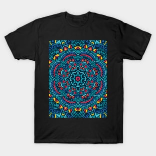 Spiritual Mandala - Ethnic Blue Design Art T-Shirt